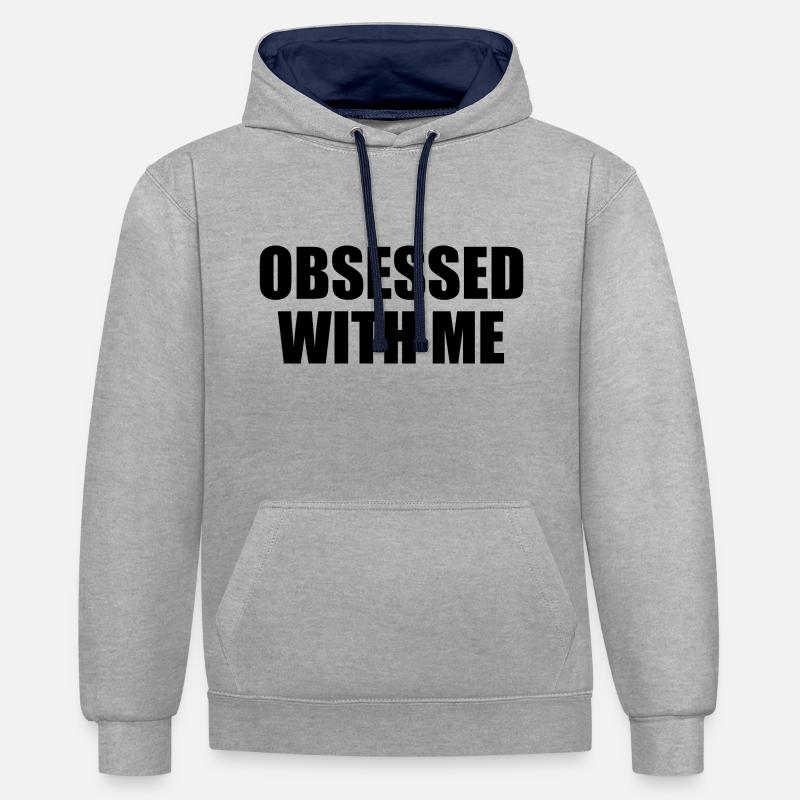 obsessed with me - Sweat à capuche contrasté - gris chiné/bleu marine