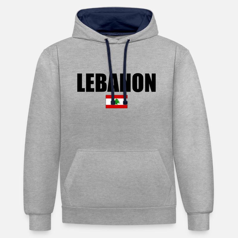Liban - Sweat à capuche contrasté - gris chiné/bleu marine