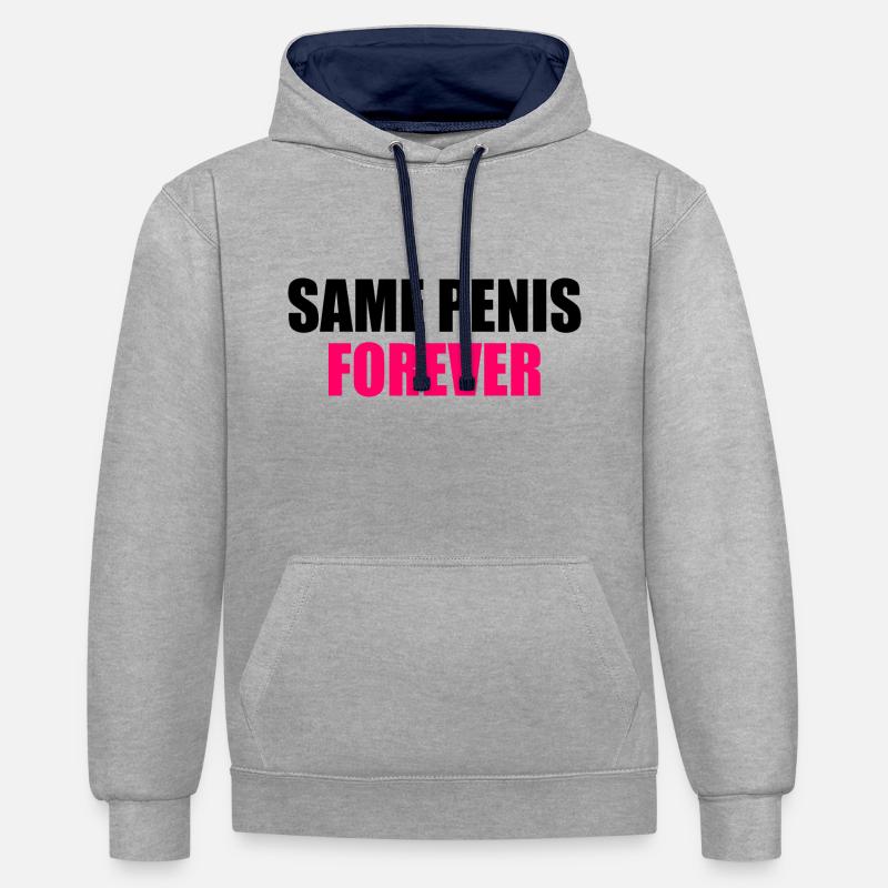 Same penis forever - Sweat à capuche contrasté - gris chiné/bleu marine