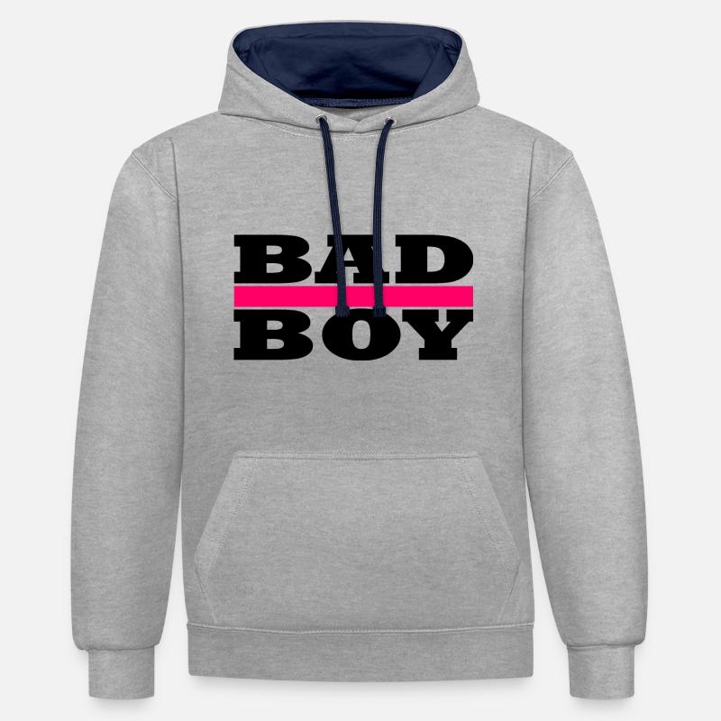 Bad Boy - Cool Boy - Kontrast-Hoodie - Grau meliert/Navy