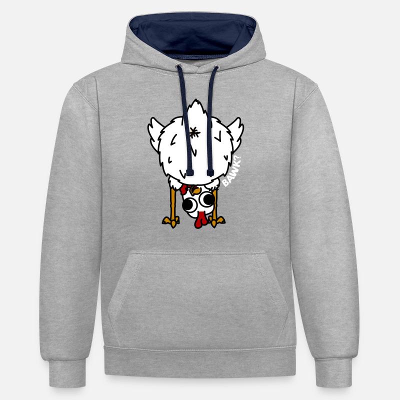 Bawk? - Sweat à capuche contrasté - gris chiné/bleu marine