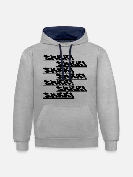 SkrrSkrrSkrr - Kontrast-Hoodie - Grau meliert/Navy