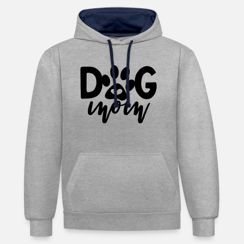 Cool Dog Mom Gift - Sweat à capuche contrasté - gris chiné/bleu marine