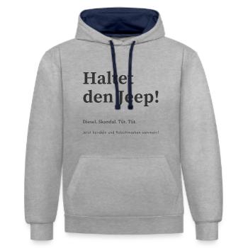 Arrête la jeep! - Sweat à capuche contrasté - gris chiné/bleu marine - Devant - Liana (172cm) & Jaron (178cm)
