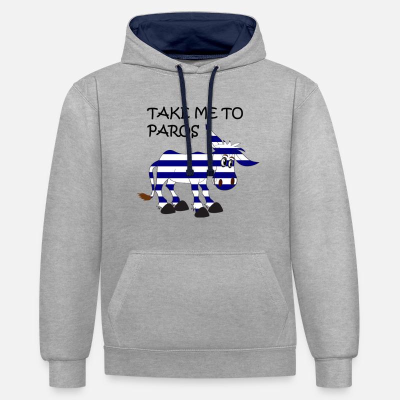 Un âne - Sweat à capuche contrasté - gris chiné/bleu marine