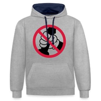 Plakat, wichsen verboten, JGA - Kontrast-Hoodie - Grau meliert/Navy - Vorne - Liana (172cm) & Jaron (178cm)