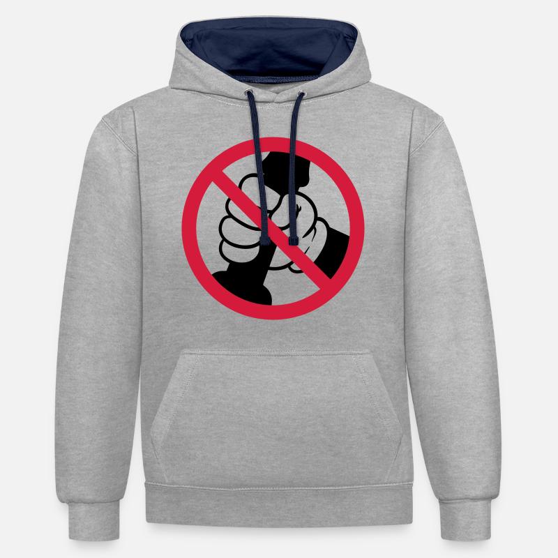 branler affiche interdit - Sweat à capuche contrasté - gris chiné/bleu marine