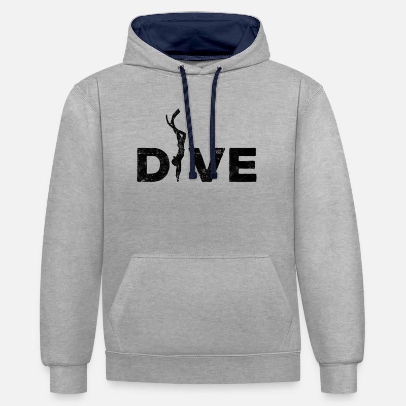 Silhouette de plongée - Sweat à capuche contrasté - gris chiné/bleu marine