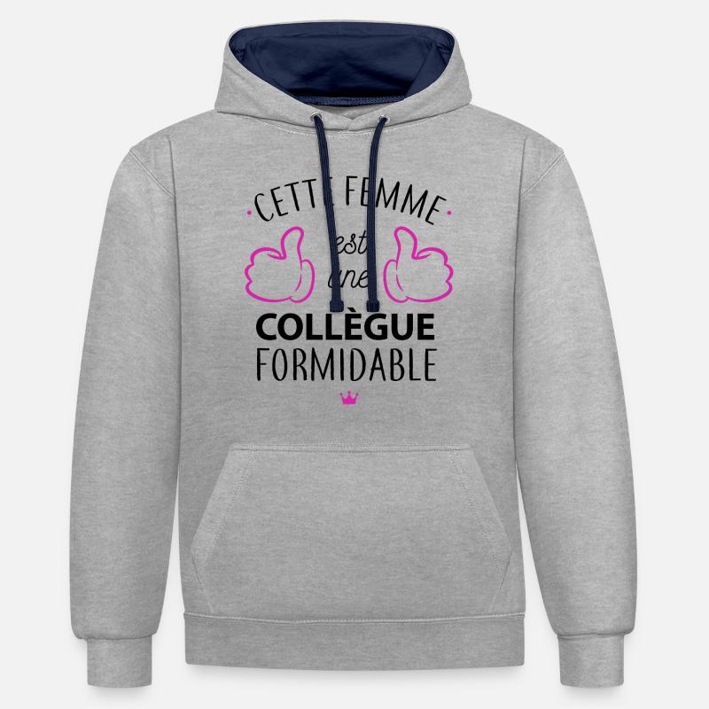 Une collegue formidable - Sweat à capuche contrasté - gris chiné/bleu marine