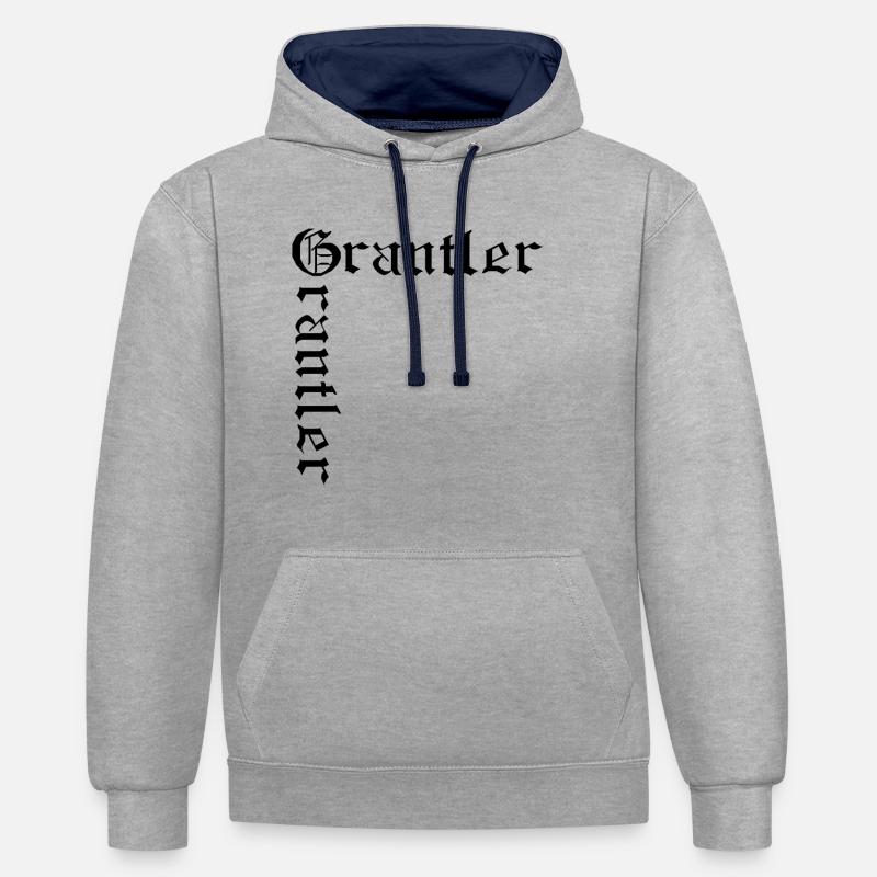 Grantler Grantln - Sweat à capuche contrasté - gris chiné/bleu marine