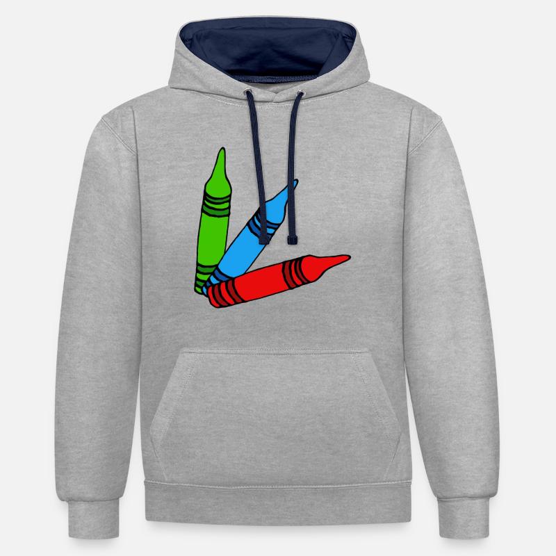 crayons - Sweat à capuche contrasté - gris chiné/bleu marine