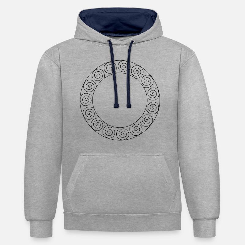Rahmen Maya Keltisch eigenes Design - Kontrast-Hoodie - Grau meliert/Navy