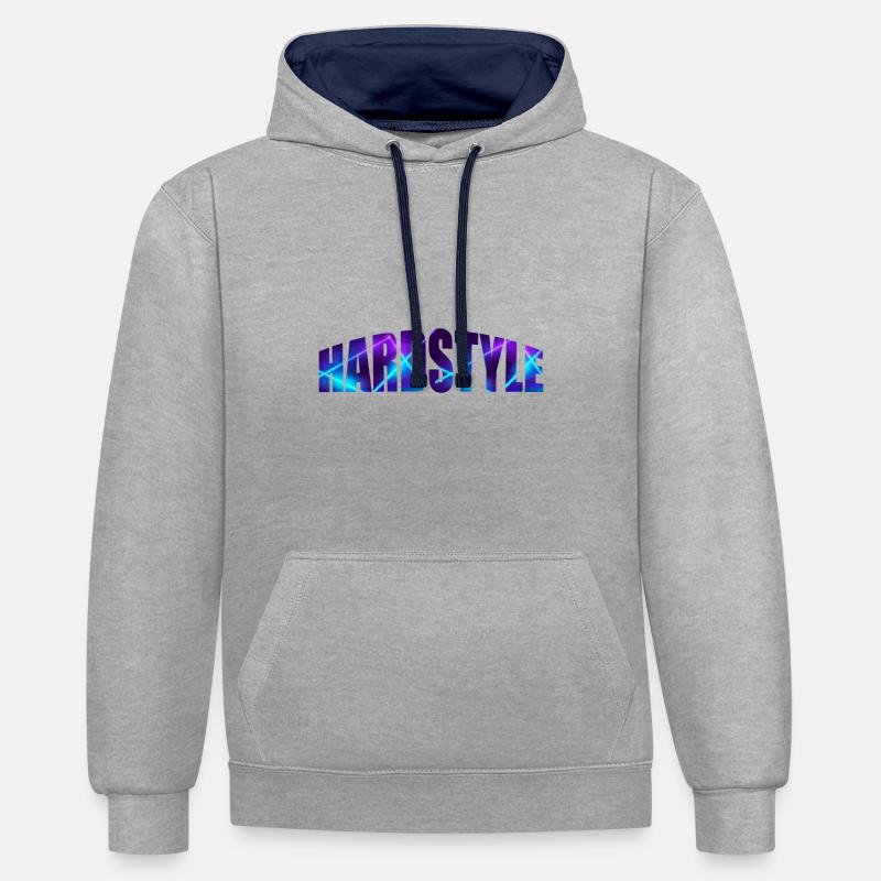 Style dur - Sweat à capuche contrasté - gris chiné/bleu marine