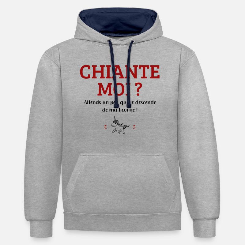 Chiante, moi ? - Sweat à capuche contrasté - gris chiné/bleu marine