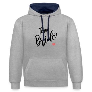 Team Bride - Kontrast-Hoodie - Grau meliert/Navy - Vorne - Liana (172cm) & Jaron (178cm)