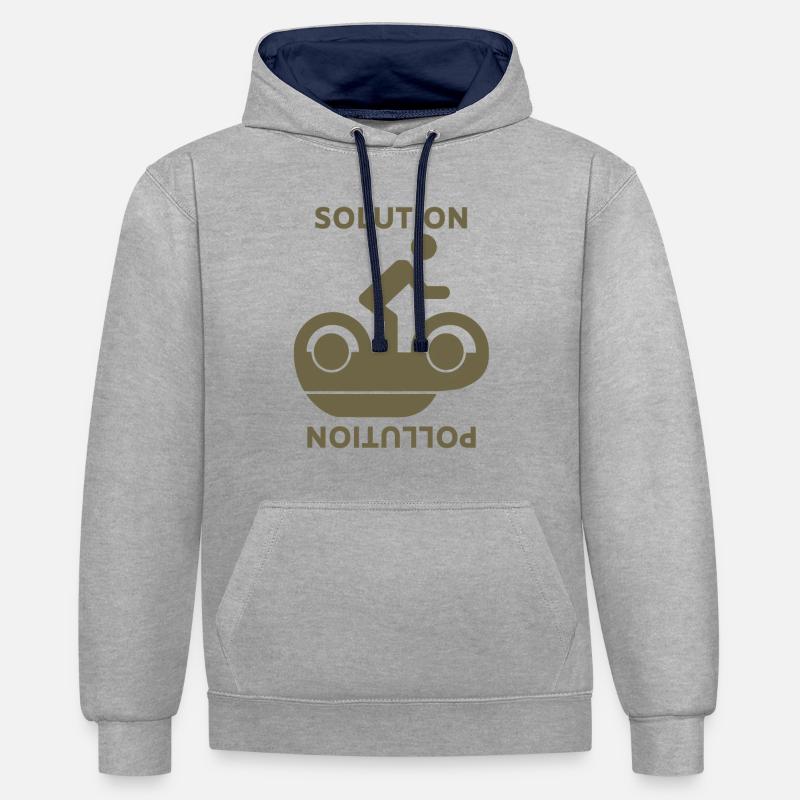 Pensée environnementale (solution pollution) - Sweat à capuche contrasté - gris chiné/bleu marine