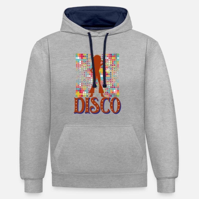 Danseuse disco. - Sweat à capuche contrasté - gris chiné/bleu marine