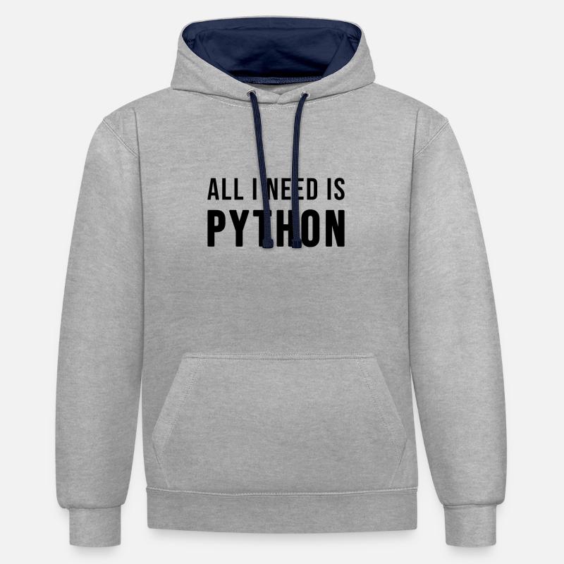 All I need is Python - Contrast hoodie - heather grey/navy