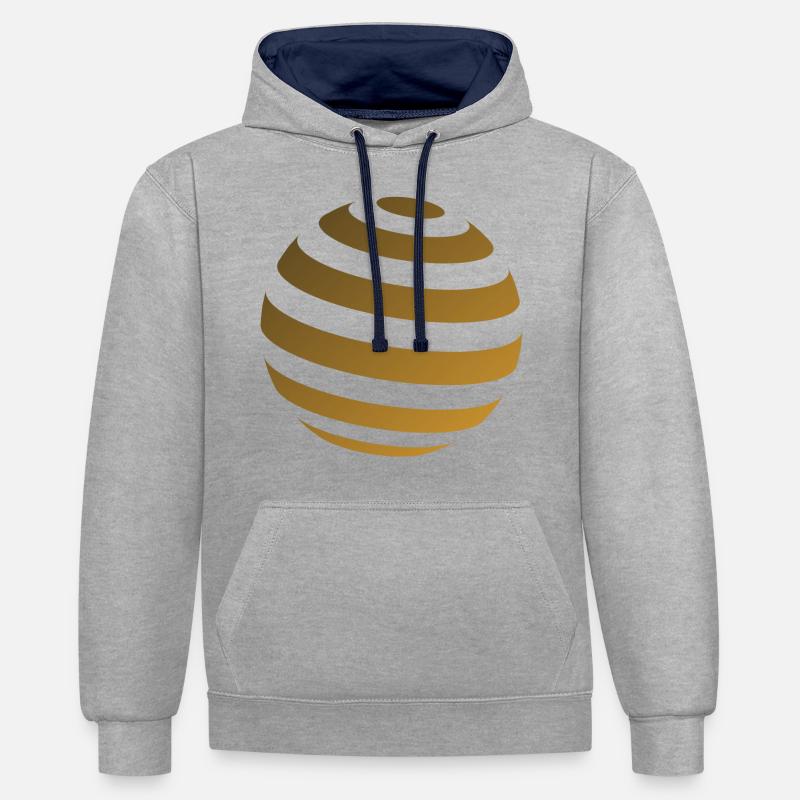 3d rond sphère - Sweat à capuche contrasté - gris chiné/bleu marine