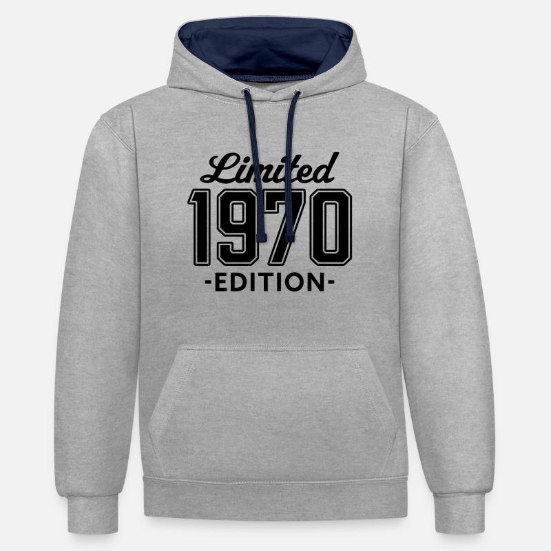 Édition limitée 1970 - Sweat à capuche contrasté - gris chiné/bleu marine