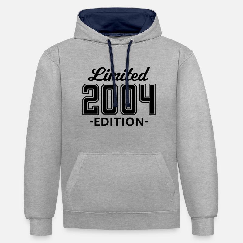 édition limitée 2004 - Sweat à capuche contrasté - gris chiné/bleu marine