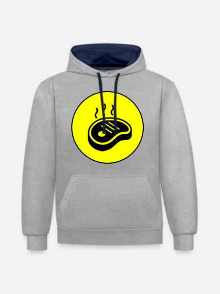 Steak icon Kreis - Kontrast-Hoodie - Grau meliert/Navy