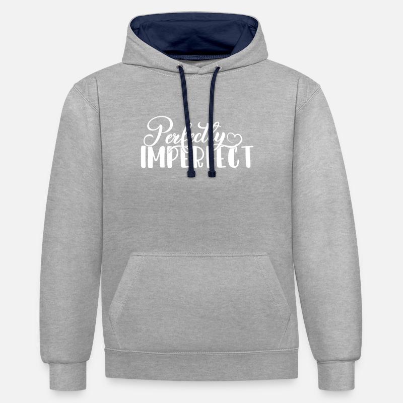 Design chrétien parfaitement imparfait - Sweat à capuche contrasté - gris chiné/bleu marine