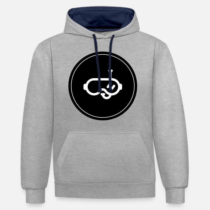 Cercle de lunettes de plongée - Sweat à capuche contrasté - gris chiné/bleu marine