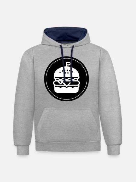 Burger Icon Circle - Contrast hoodie - heather grey/navy