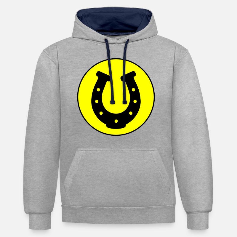 Icône en fer à cheval - Sweat à capuche contrasté - gris chiné/bleu marine