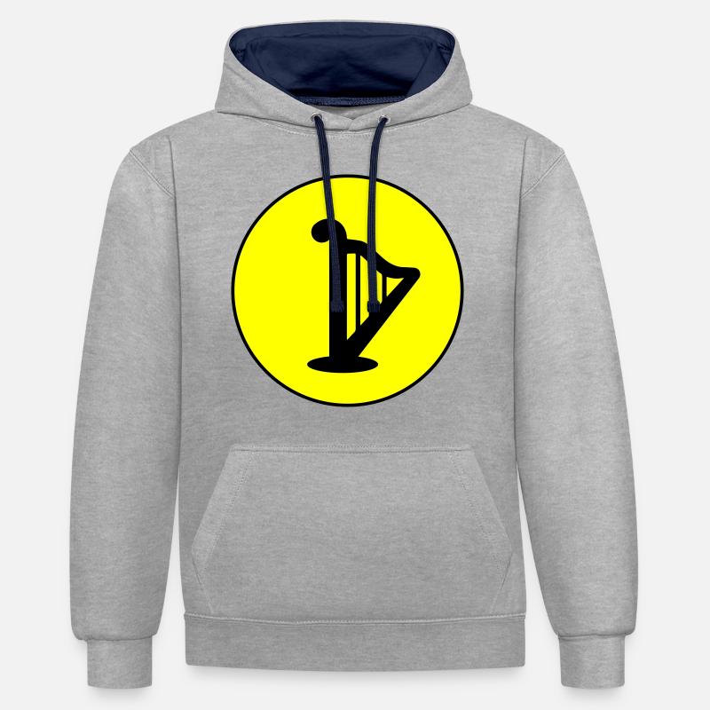 Symbole de la harpe - Sweat à capuche contrasté - gris chiné/bleu marine