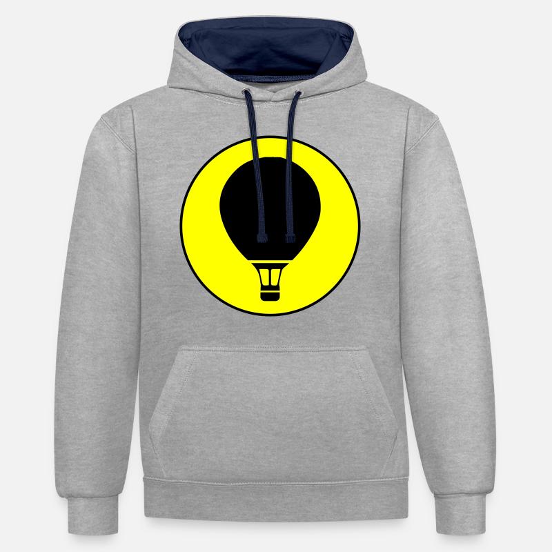 Icône de montgolfière - Sweat à capuche contrasté - gris chiné/bleu marine