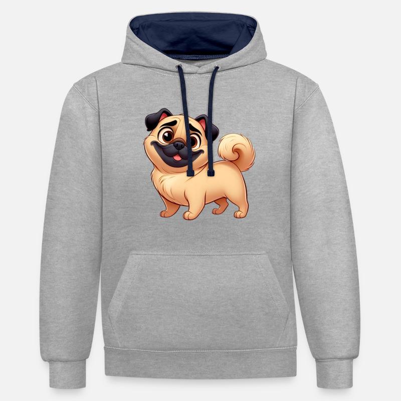 carlin 6 - Sweat à capuche contrasté - gris chiné/bleu marine