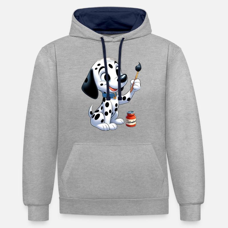 dalmatien 4 - Sweat à capuche contrasté - gris chiné/bleu marine