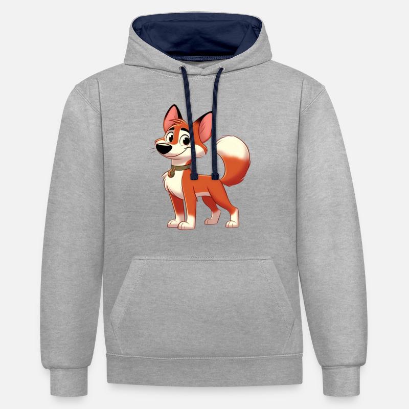 fox terrier 3 - Sweat à capuche contrasté - gris chiné/bleu marine