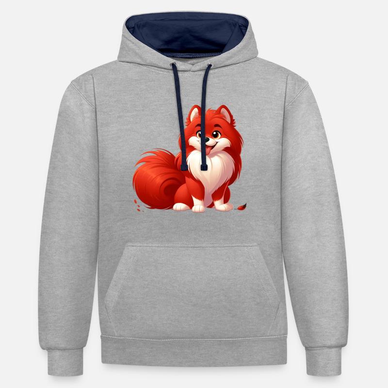 spitz 2 - Sweat à capuche contrasté - gris chiné/bleu marine