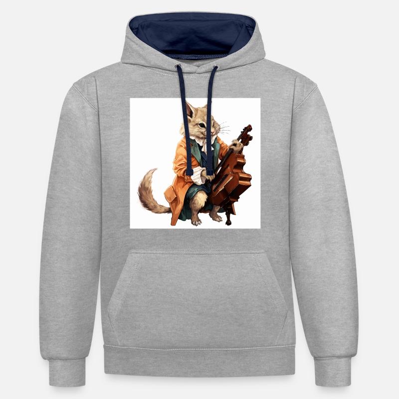 Le virtuose de l’écureuil musical - Sweat à capuche contrasté - gris chiné/bleu marine