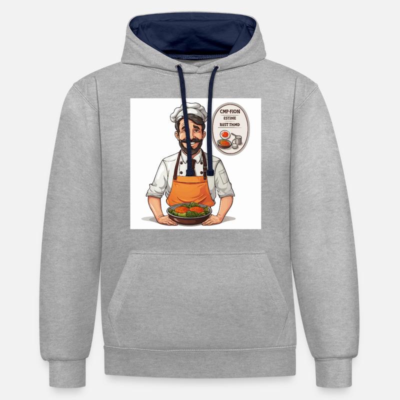 La Couture Gourmande - Sweat à capuche contrasté - gris chiné/bleu marine