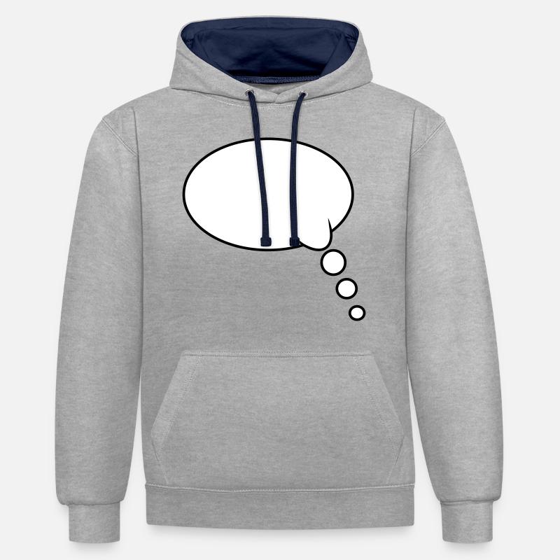 Pensée : Bubble Design - Sweat à capuche contrasté - gris chiné/bleu marine