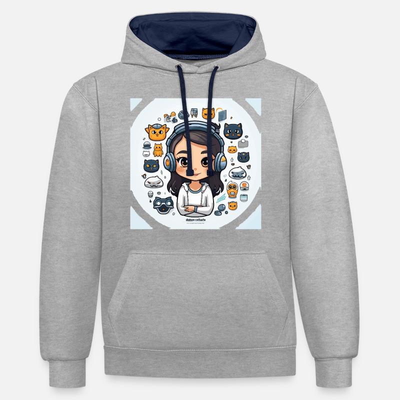 Académie de développement d’applications - Sweat à capuche contrasté - gris chiné/bleu marine