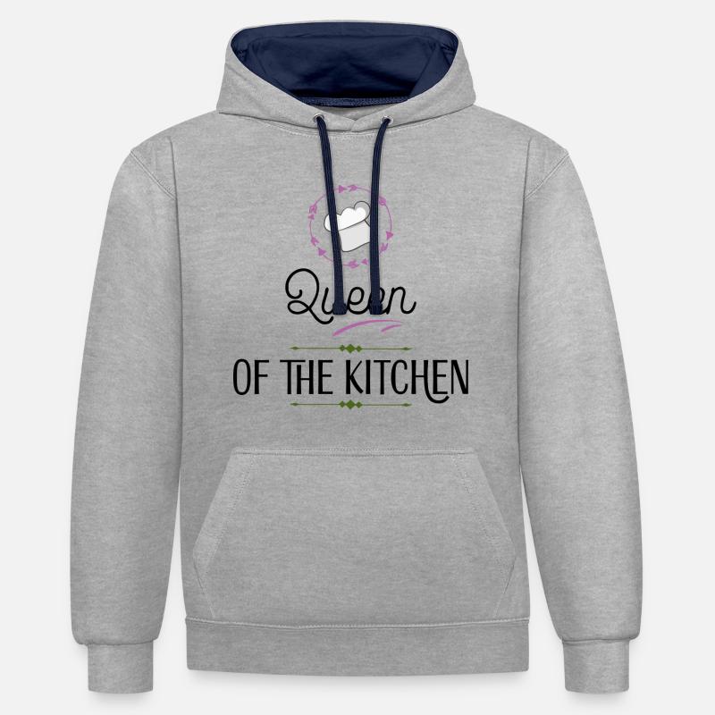 Kochen - Sweat à capuche contrasté - gris chiné/bleu marine