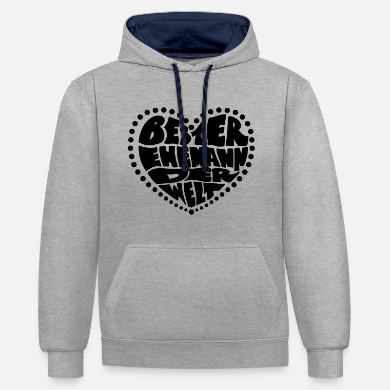 Bester Ehemann Der Welt - Kontrast-Hoodie - Grau meliert/Navy