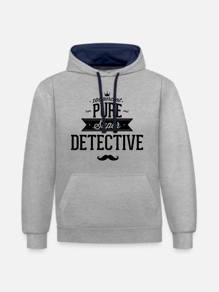 100 percent detective - Contrast hoodie - heather grey/navy