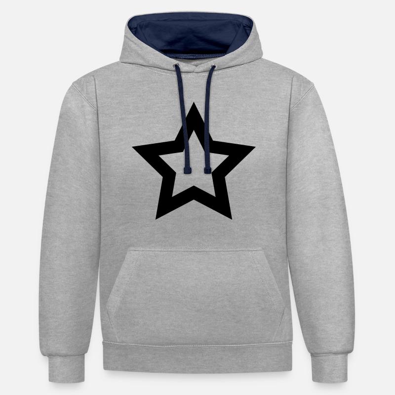 Etoile creuse - Sweat à capuche contrasté - gris chiné/bleu marine