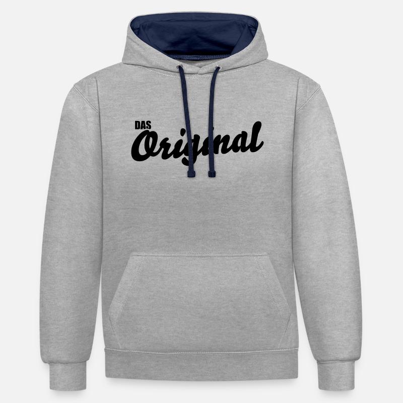 L'original - Sweat à capuche contrasté - gris chiné/bleu marine