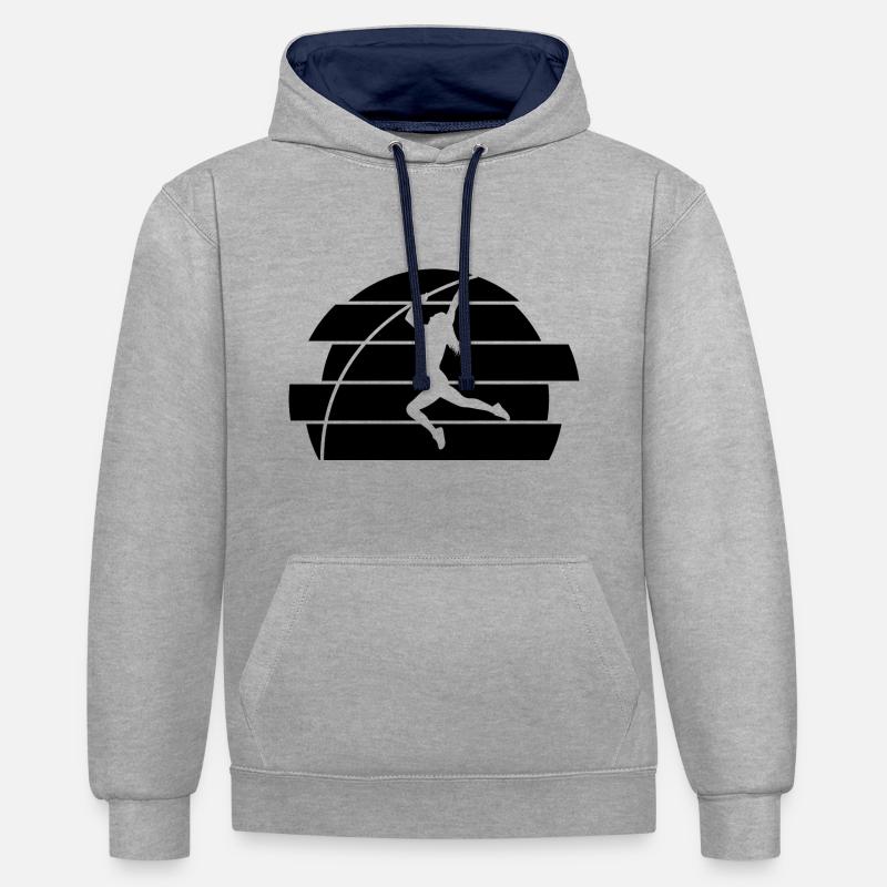Saut à la perche - Sweat à capuche contrasté - gris chiné/bleu marine