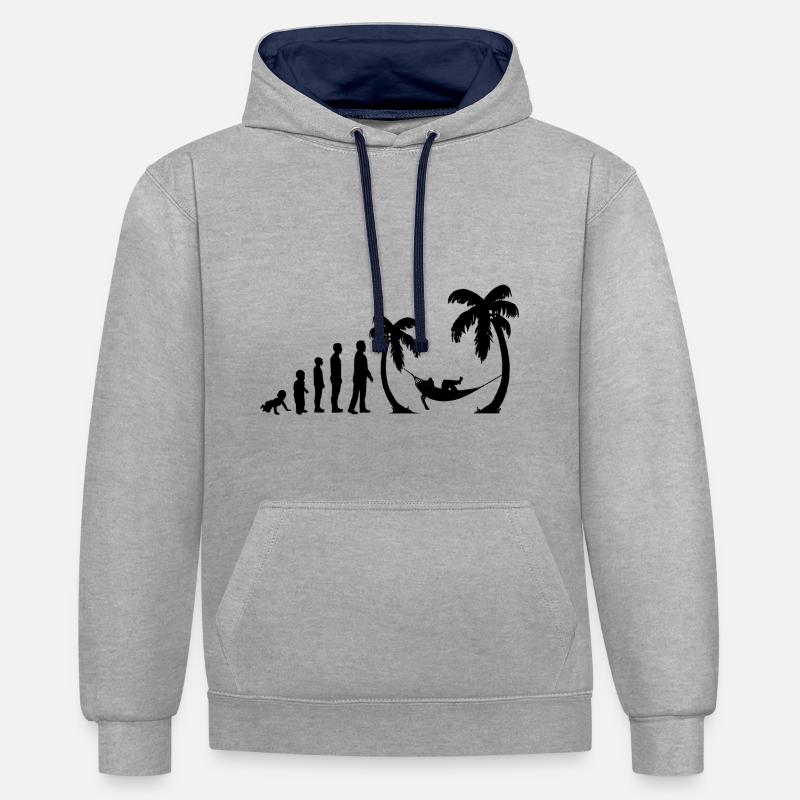Évolution des vacances - Sweat à capuche contrasté - gris chiné/bleu marine