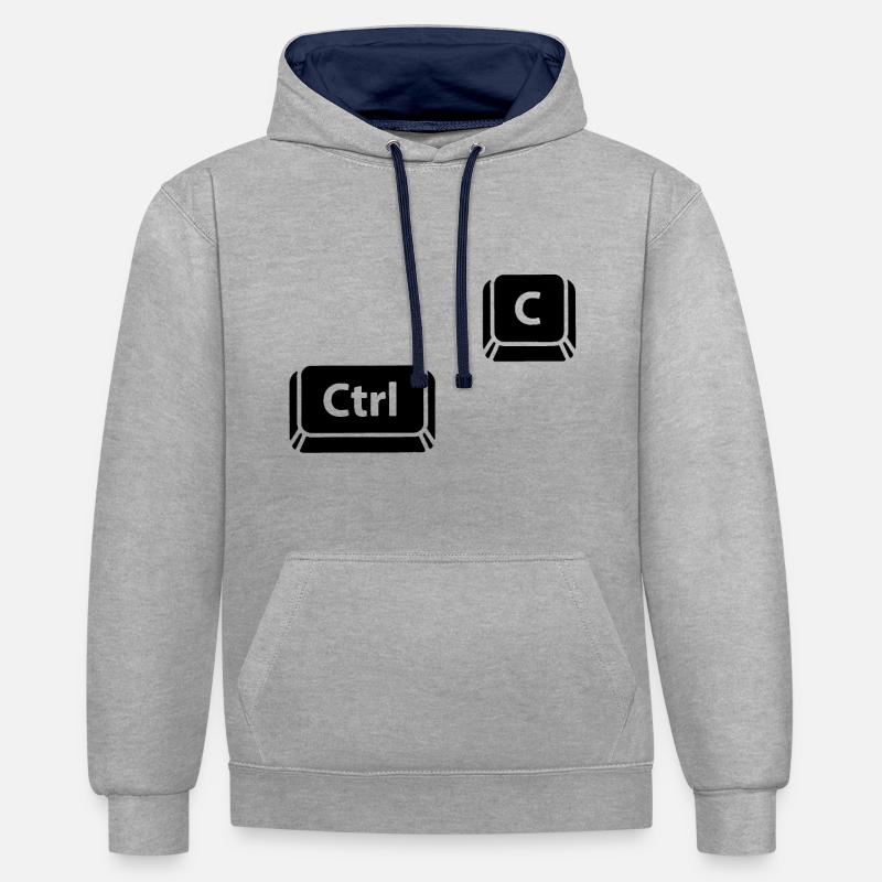 Ctrl C - Sweat à capuche contrasté - gris chiné/bleu marine