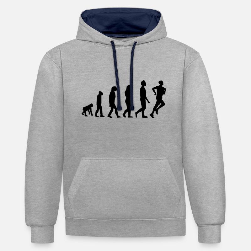 Evolution Jogging / Joggers - Sweat à capuche contrasté - gris chiné/bleu marine