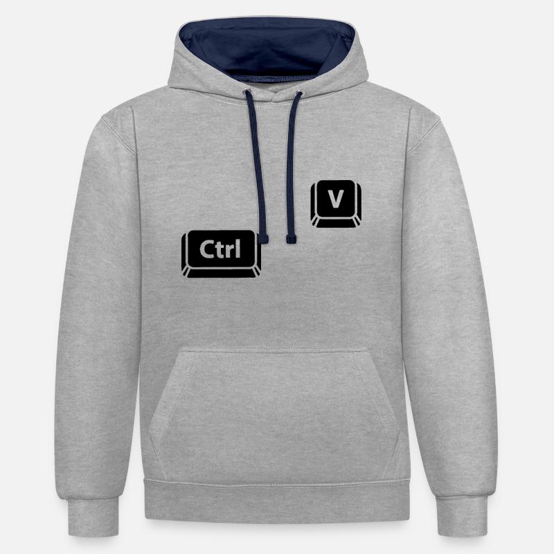 Ctrl V - Sweat à capuche contrasté - gris chiné/bleu marine